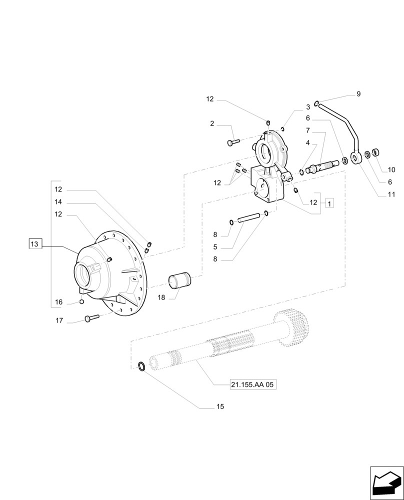 Схема запчастей Case IH PUMA 215 - (21.155.AA[01]) - SPEED GEARS AND CLUTCHES - SUPPORT AND MANIFOLD (21) - TRANSMISSION