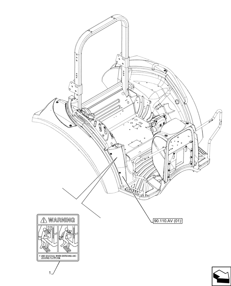 Схема запчастей Case IH FARMALL 110C - (90.108.AC[17]) - WARNING DECAL, W/O CAB (90) - PLATFORM, CAB, BODYWORK AND DECALS