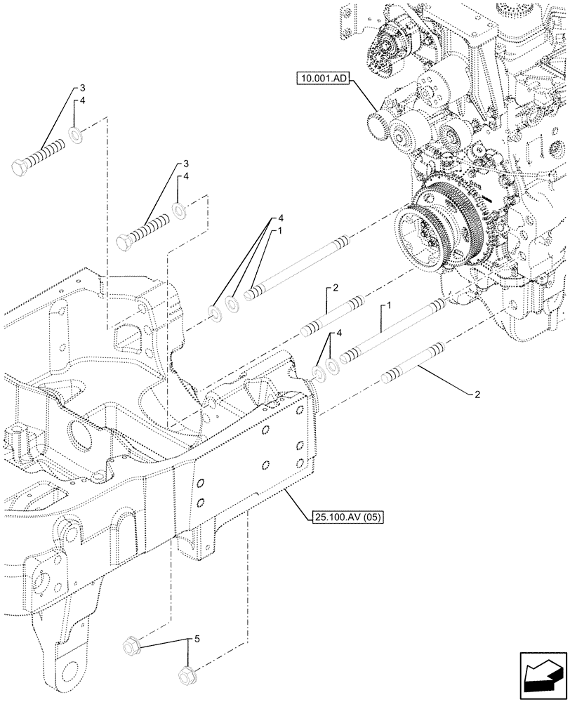 Схема запчастей Case IH MAXXUM 135 - (25.100.AV[07]) - VAR - 743699 - 4WD FRONT AXLE, INTEGRATED HYDRAULIC LIFT, SUPPORT, ATTACHMENT (25) - FRONT AXLE SYSTEM