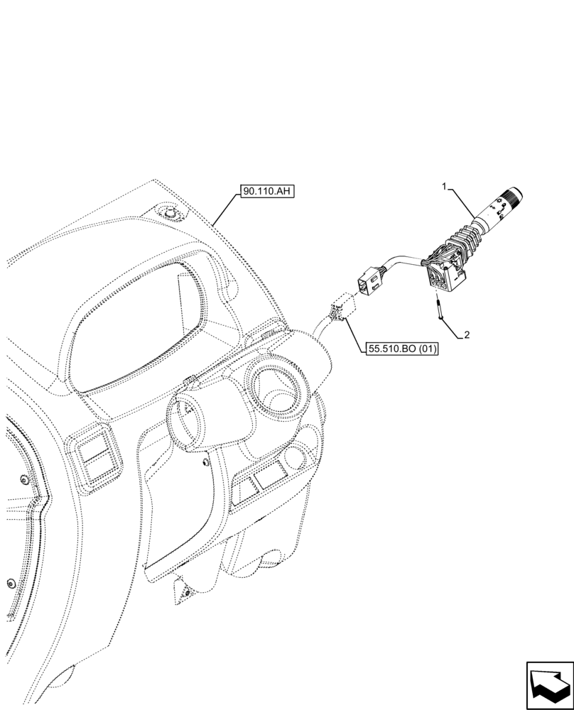 Схема запчастей Case IH FARMALL 100C - (55.405.AX[04]) - VAR - 333756, 334991 - INDICATOR LIGHT, SWITCH, W/O CAB (55) - ELECTRICAL SYSTEMS