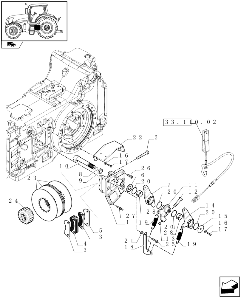 Схема запчастей Case IH PUMA 130 - (33.110.05) - PARKING BRAKE (33) - BRAKES & CONTROLS