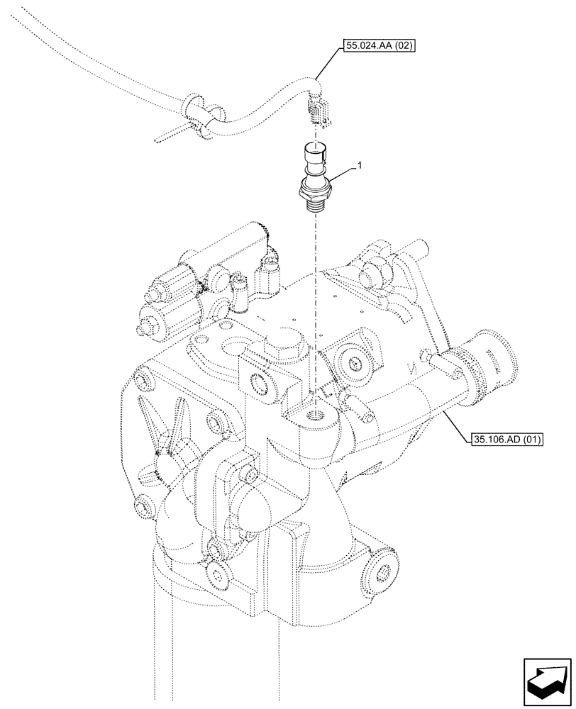 Схема запчастей Case IH MAXXUM 115 - (55.036.AG) - VAR - 390801, 758437, 758440 - OIL PRESSURE GAUGE, SENSOR (55) - ELECTRICAL SYSTEMS