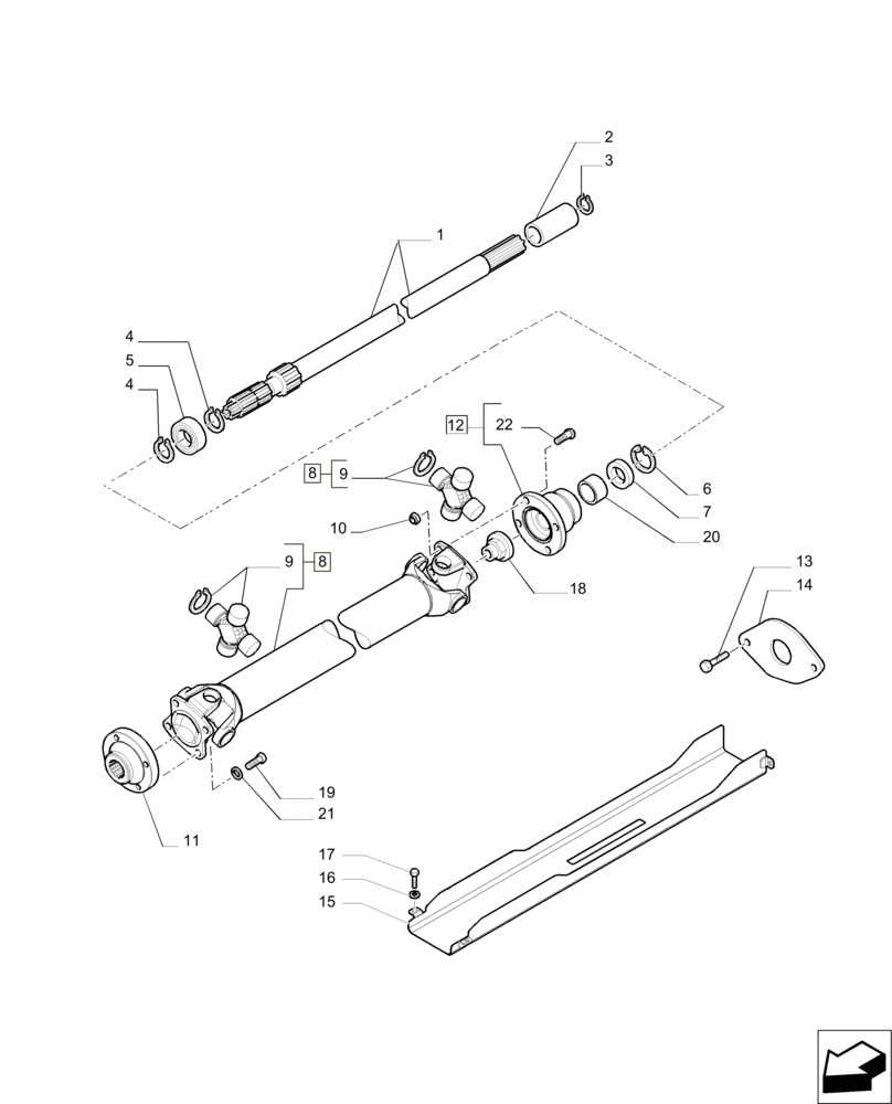 Схема запчастей Case IH PUMA 230 - (23.314.AH[01]) - 4WD PROPELLER SHAFT STD (23) - FOUR WHEEL DRIVE SYSTEM