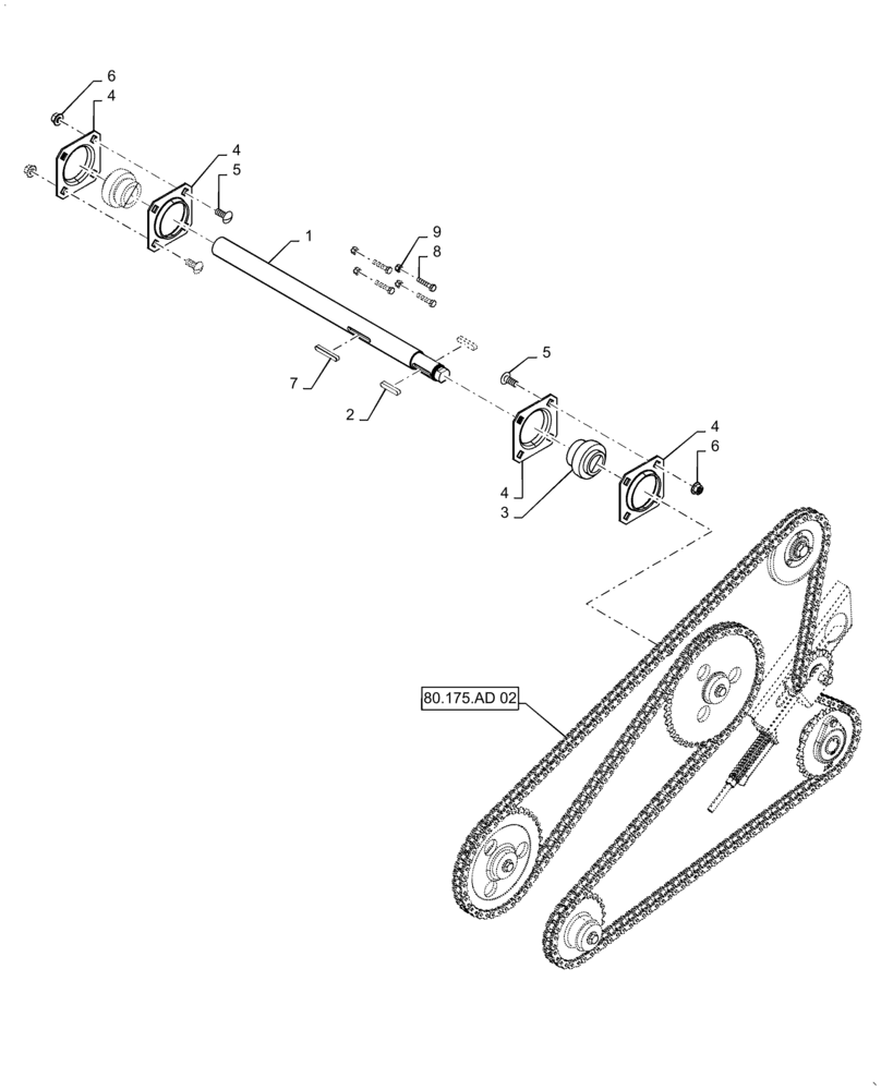 Схема запчастей Case IH 7140 - (80.175.AD[01]) - UNLOADING & FLOW CHAIN DRIVE (80) - CROP STORAGE/UNLOADING