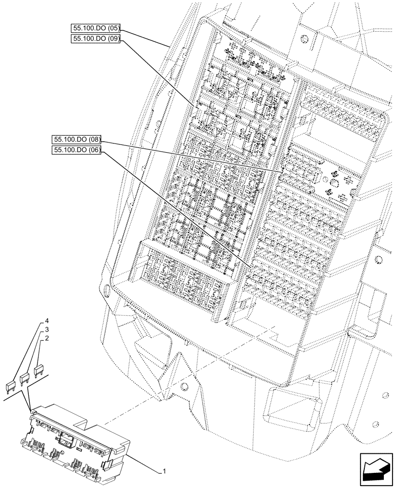 Схема запчастей Case IH MAXXUM 115 - (55.100.DO[07]) - VAR - 394835 - FUSE BOX (55) - ELECTRICAL SYSTEMS