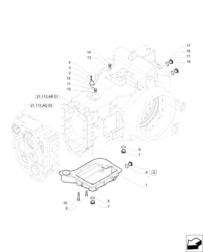 Схема запчастей Case IH PUMA 230 - (21.113.AR[02]) - CENTRAL HOUSING / TRANSMISSION BOX (21) - TRANSMISSION