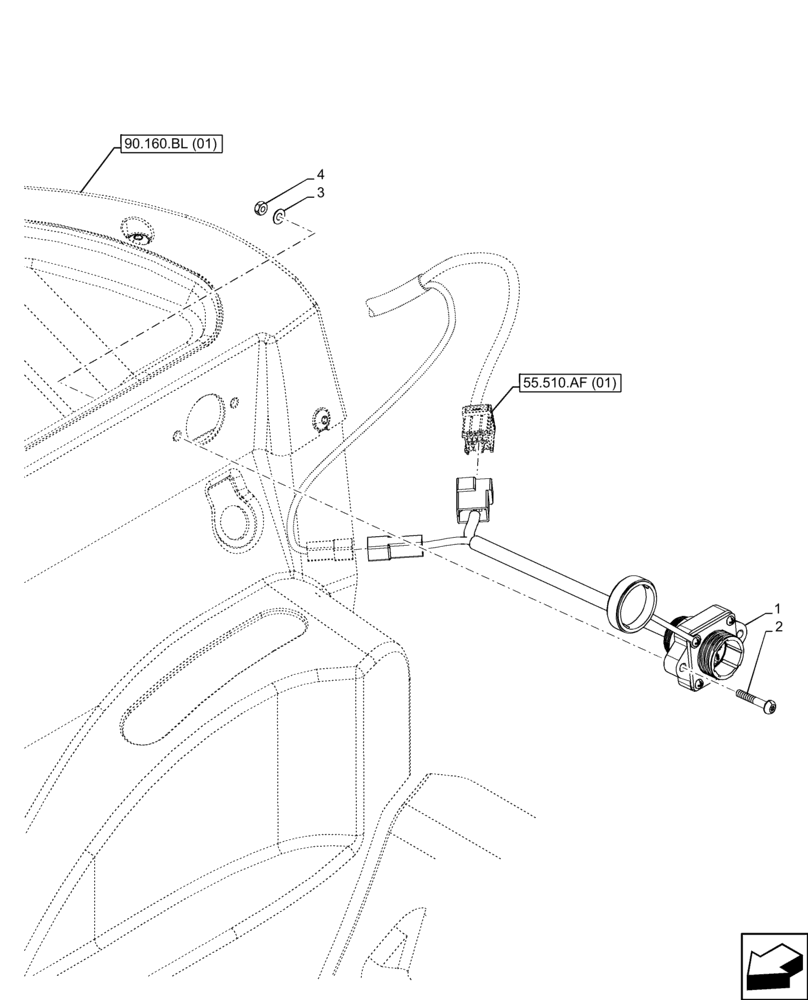 Схема запчастей Case IH FARMALL 120C - (55.510.BM[06]) - VAR - 334888, 334991, 334992, 334994 - POWER SOCKET, (30A), CAB (55) - ELECTRICAL SYSTEMS