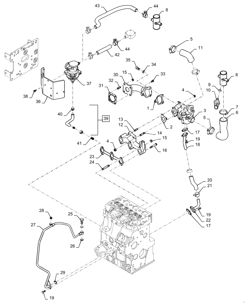 Схема запчастей Case IH FARMALL 35A - (10.254.AC[01]) - EXHAUST MANIFOLD (10) - ENGINE