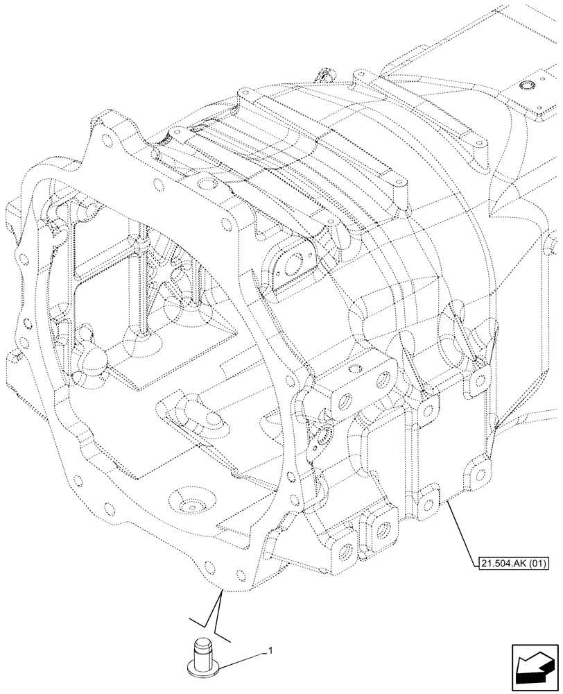 Схема запчастей Case IH MAXXUM 145 - (21.504.AK[05]) - VAR - 758421, 758426 - TRANSMISSION HOUSING, PLUGS (21) - TRANSMISSION