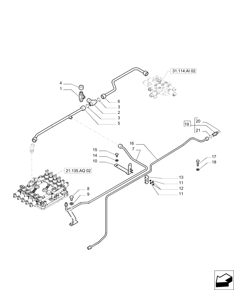 Схема запчастей Case IH PUMA 215 - (21.135.AQ[01]) - HYDRAULIC GEARBOX CONTROL (21) - TRANSMISSION