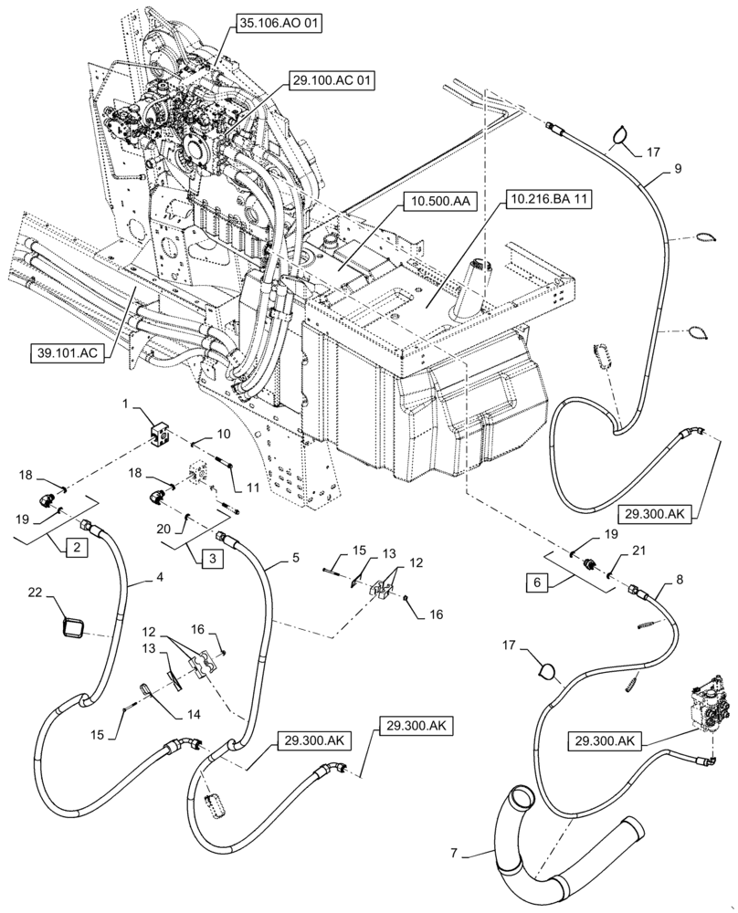 Схема запчастей Case IH 9230 - (29.300.AP[02]) - VAR - 425163, 425164 - HYDRAULIC SYSTEM, REAR AXLE, PRA (29) - HYDROSTATIC DRIVE