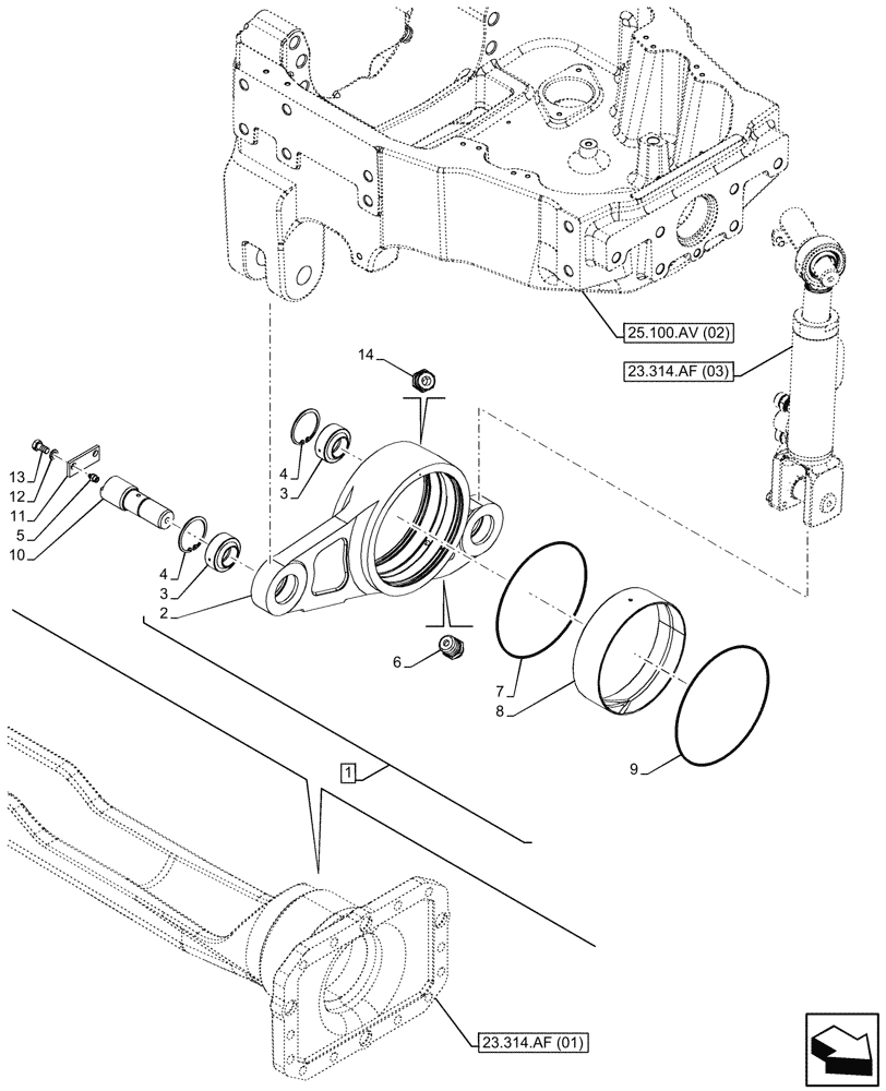 Схема запчастей Case IH MAXXUM 145 - (23.314.AF[04]) - VAR - 758422, 758423, 758427, 758428 - DRIVE SHAFT, SUSPENDED FRONT AXLE, JOINT (23) - FOUR WHEEL DRIVE SYSTEM