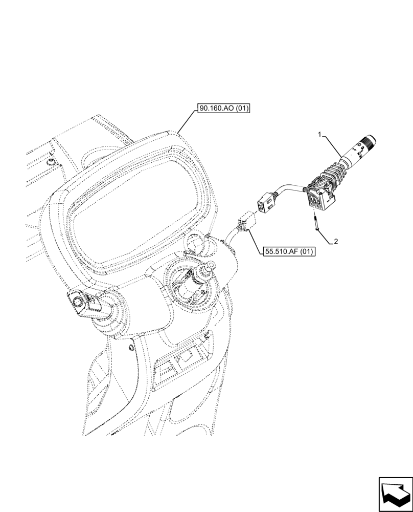 Схема запчастей Case IH FARMALL 100C - (55.405.AX[01]) - VAR - 334888, 391756 - INDICATOR LIGHT, SWITCH, CAB (55) - ELECTRICAL SYSTEMS