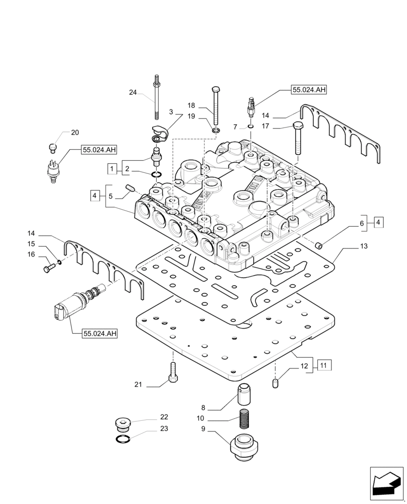 Схема запчастей Case IH PUMA 230 - (21.135.AQ[02]) - TRANSMISSION TOP COVER CONTROL VALVE (21) - TRANSMISSION