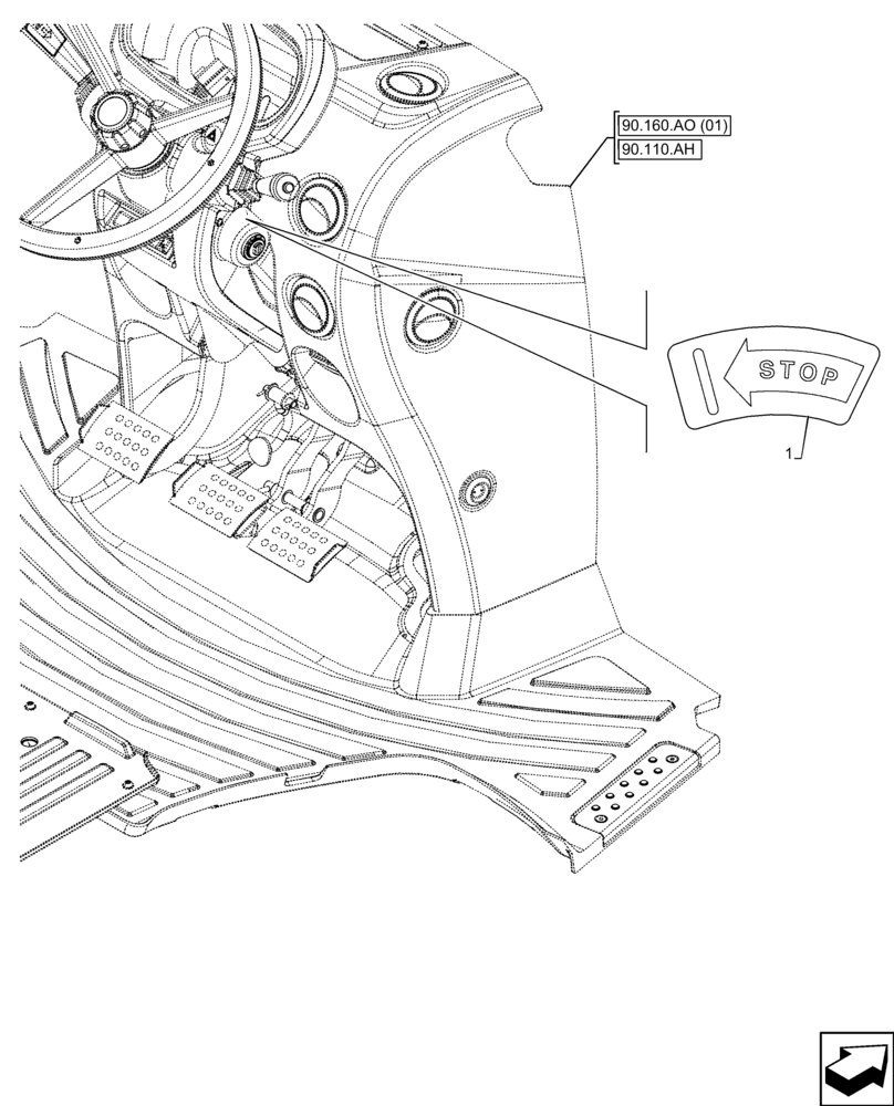 Схема запчастей Case IH FARMALL 110C - (90.108.AC[14]) - WARNING DECAL (90) - PLATFORM, CAB, BODYWORK AND DECALS