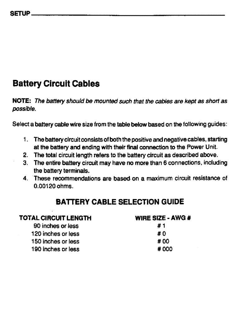 Схема запчастей Case IH 6590 - (049) - SETUP, BATTERY CIRCUIT CABLES, BATTERY CABLE SELECTION GUIDE 