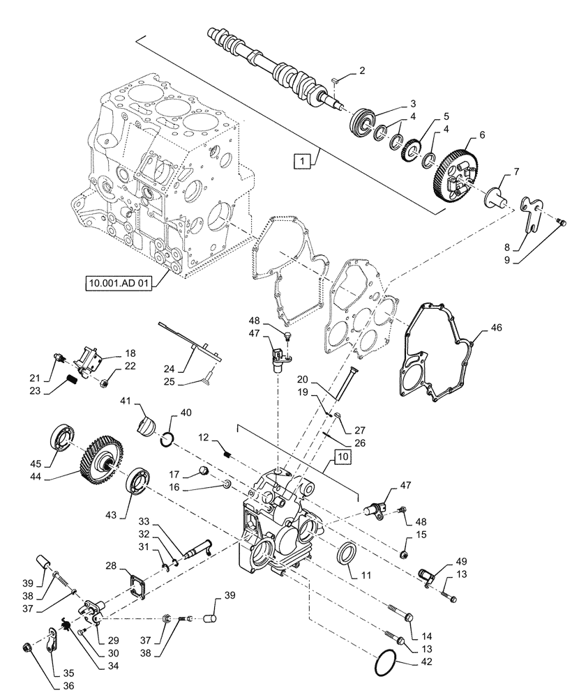 Схема запчастей Case IH FARMALL 35A - (10.102.BB[01]) - GEAR, TIMING CONTROL (10) - ENGINE