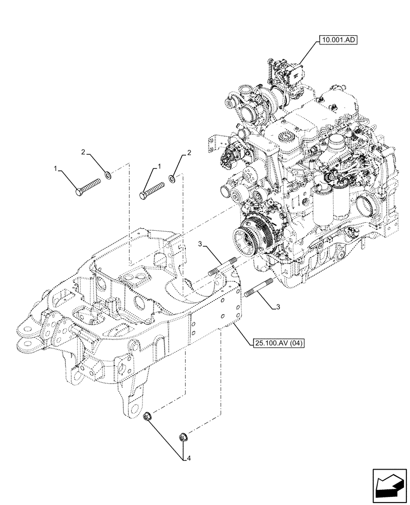 Схема запчастей Case IH MAXXUM 150 - (25.100.AV[06]) - VAR - 743699, 743700 - 4WD FRONT AXLE, W/ FRONT HYDRAULIC LIFT, SUPPORT, ATTACHMENT (25) - FRONT AXLE SYSTEM