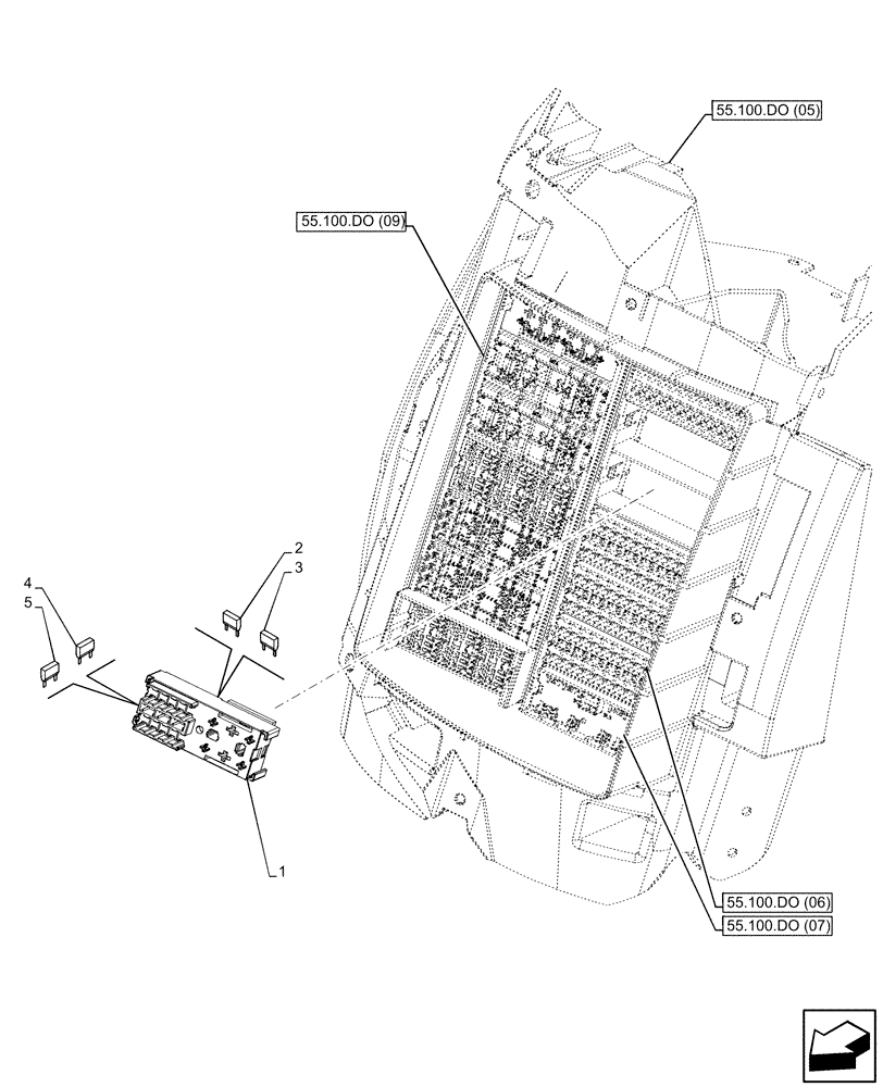 Схема запчастей Case IH MAXXUM 145 - (55.100.DO[08]) - VAR - 394835 - FUSE BOX (55) - ELECTRICAL SYSTEMS