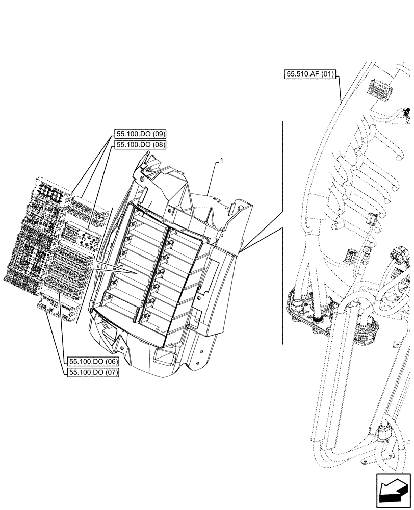 Схема запчастей Case IH MAXXUM 145 - (55.100.DO[05]) - VAR - 394835 - FUSE BOX (55) - ELECTRICAL SYSTEMS