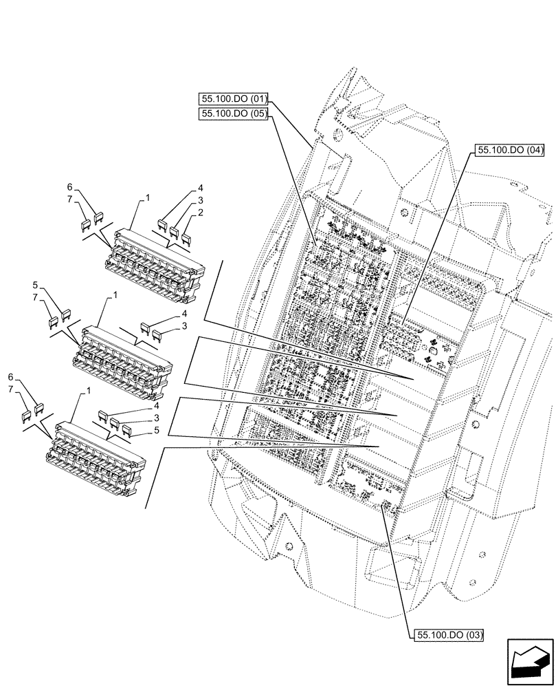 Схема запчастей Case IH MAXXUM 115 - (55.100.DO[02]) - VAR - 391223, 396247, 758442, 758538, 758539, 758549 - FUSE BOX (55) - ELECTRICAL SYSTEMS