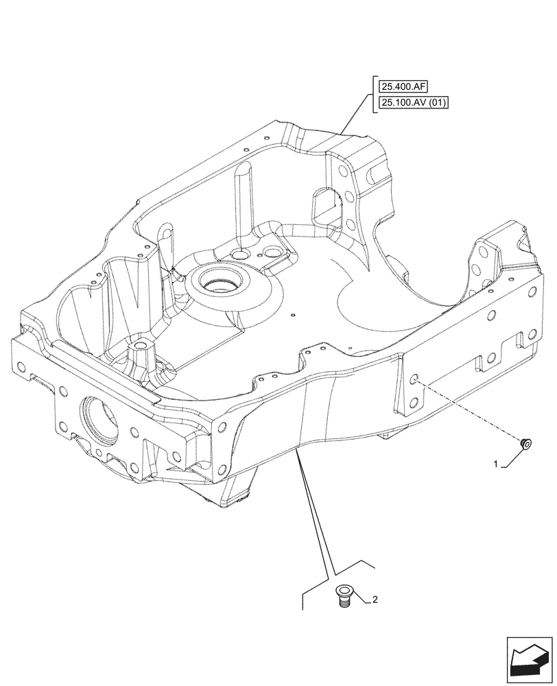 Схема запчастей Case IH MAXXUM 135 - (25.100.AV[09]) - VAR - 390811, 390926, 744790, 758582 - FRONT AXLE SUPPORT, PLUGS (25) - FRONT AXLE SYSTEM