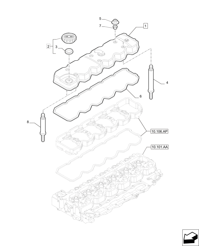 Схема запчастей Case IH PUMA 230 - (10.101.AJ[01]) - CYLINDER HEAD COVERS (10) - ENGINE