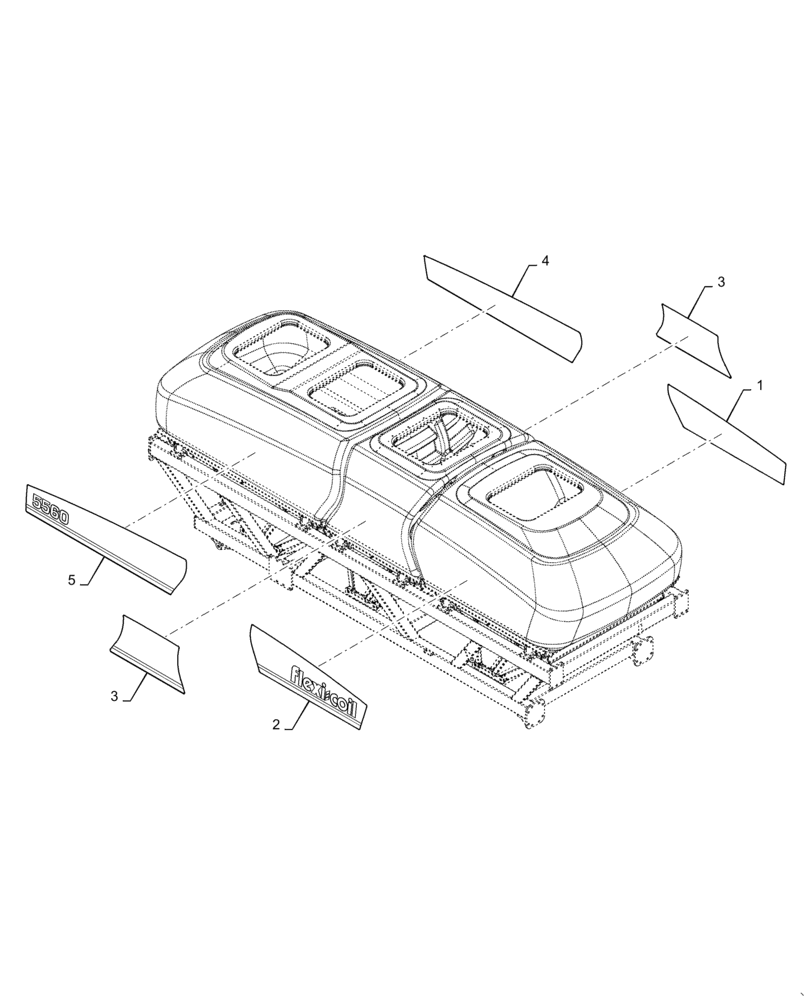 Схема запчастей Case IH 4955 - (90.108.AB[18]) - MODEL DECALS 5560 FLEXI-COIL (90) - PLATFORM, CAB, BODYWORK AND DECALS
