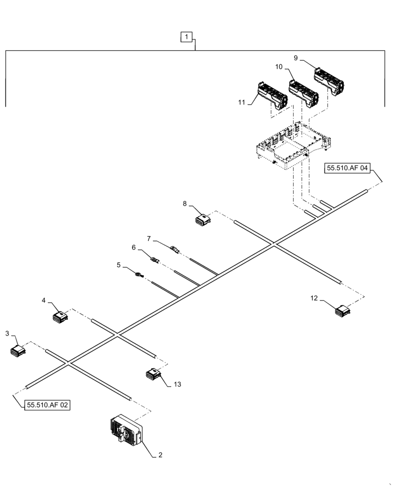 Схема запчастей Case IH 2240 - (55.510.AF[03]) - MAIN CAB HARNESS, PART II (55) - ELECTRICAL SYSTEMS