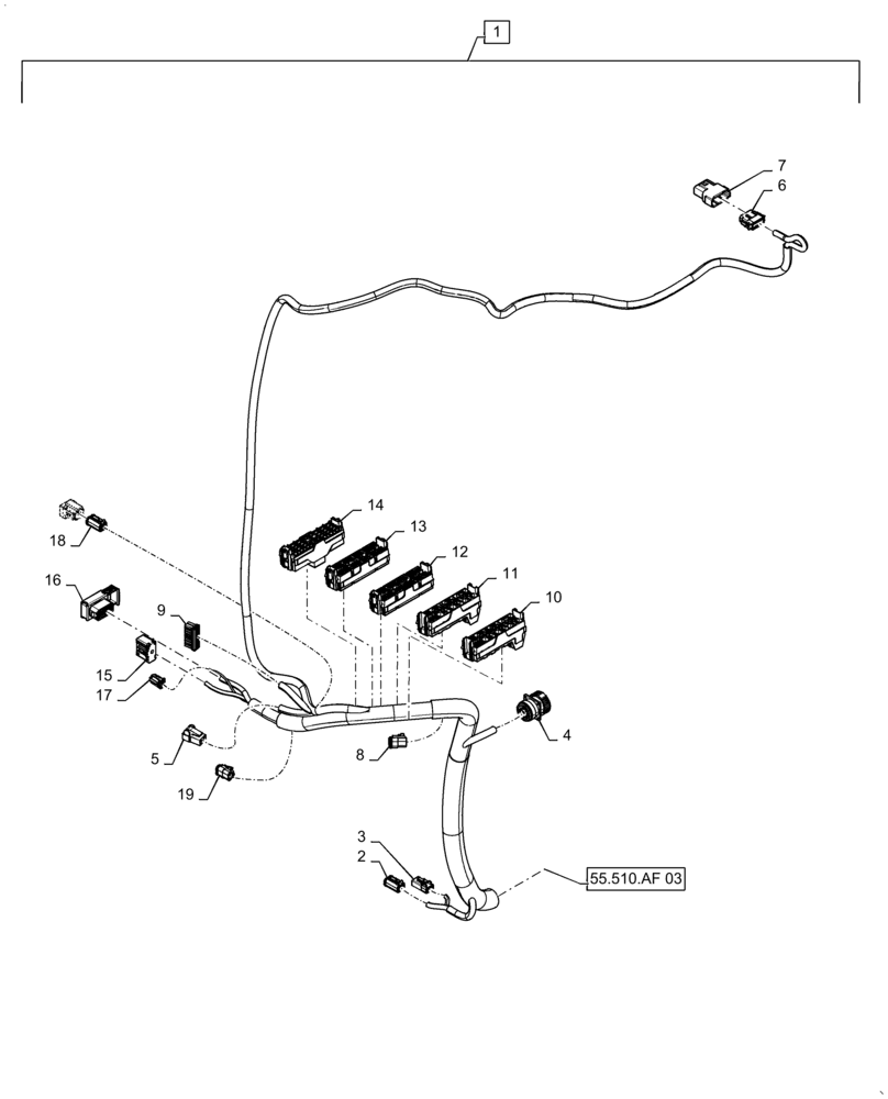 Схема запчастей Case IH 2240 - (55.510.AF[04]) - MAIN CAB HARNESS, PART III (55) - ELECTRICAL SYSTEMS