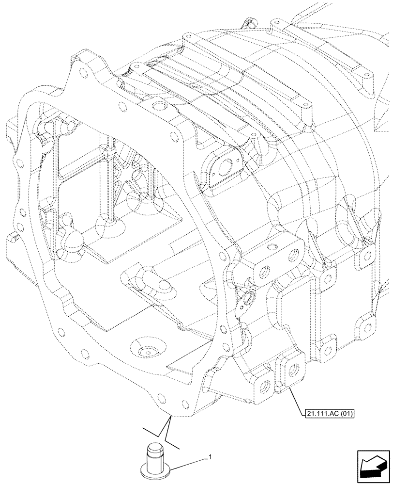 Схема запчастей Case IH MAXXUM 145 - (21.111.AC[08]) - VAR - 758418, 758419, 758421, 758426 - TRANSMISSION HOUSING, PLUGS (21) - TRANSMISSION