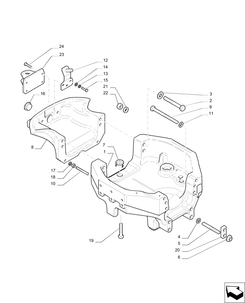 Схема запчастей Case IH PUMA 215 - (25.100.AV[01]) - FRONT AXLE SUPPORT (25) - FRONT AXLE SYSTEM