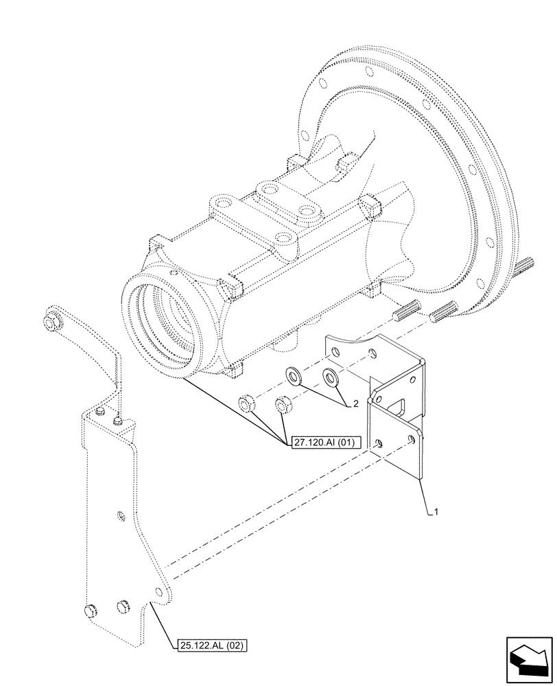 Схема запчастей Case IH MAXXUM 145 - (25.122.AL[03]) - VAR - 758422, 758423, 758427, 758428 - FRONT AXLE, SUSPENDED, CONTROL VALVE, SUPPORT (25) - FRONT AXLE SYSTEM