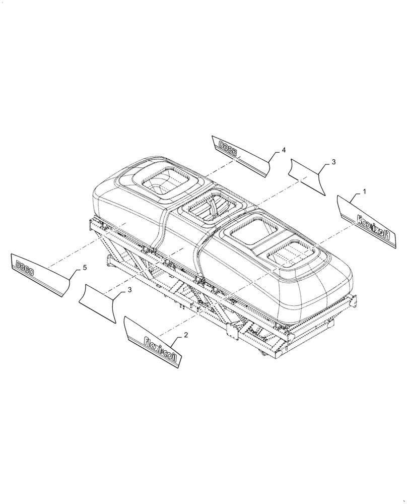 Схема запчастей Case IH 4955 - (90.108.AB[19]) - MODEL DECALS 5860 FLEXI-COIL (90) - PLATFORM, CAB, BODYWORK AND DECALS