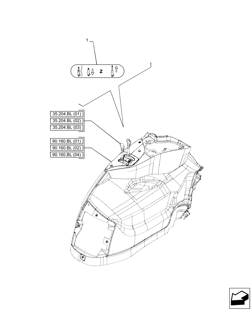 Схема запчастей Case IH PUMA 150 - (90.108.AA[05]) - VAR - 391163, 391164, 758057, 758058 - DECAL, CONTROL LEVER (90) - PLATFORM, CAB, BODYWORK AND DECALS