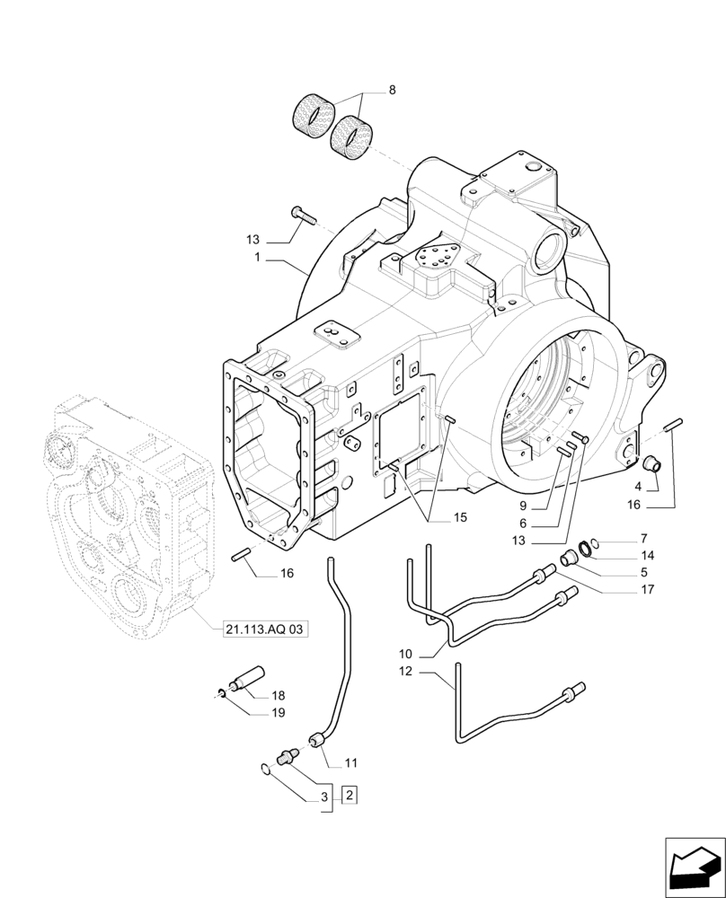 Схема запчастей Case IH PUMA 215 - (21.113.AR[01]) - CENTRAL HOUSING / TRANSMISSION BOX (21) - TRANSMISSION