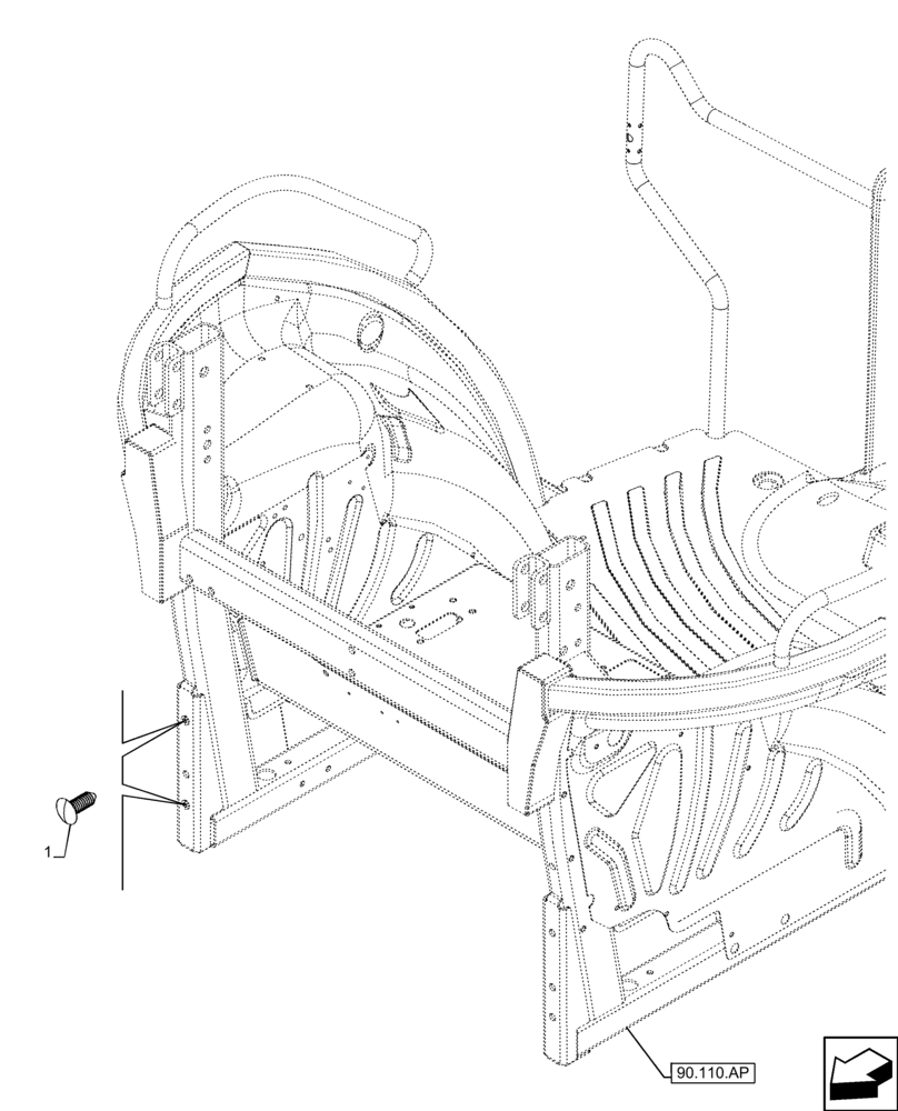 Схема запчастей Case IH FARMALL 120C - (88.100.AL) - VAR - 334255, 334256, 334257 - PLATFORM, PLUG, WITHOUT, WHEEL CHOCK, W/O CAB (88) - ACCESSORIES