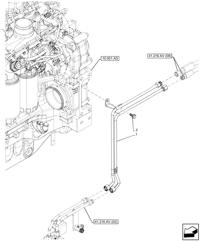 Схема запчастей Case IH MAXXUM 145 - (41.216.AV[01]) - VAR - 390409, 758421, 758422, 758423, 758424, 758425, 758426, 758427, 758428, 758429 - HYDRAULIC STEERING, CYLINDER (41) - STEERING