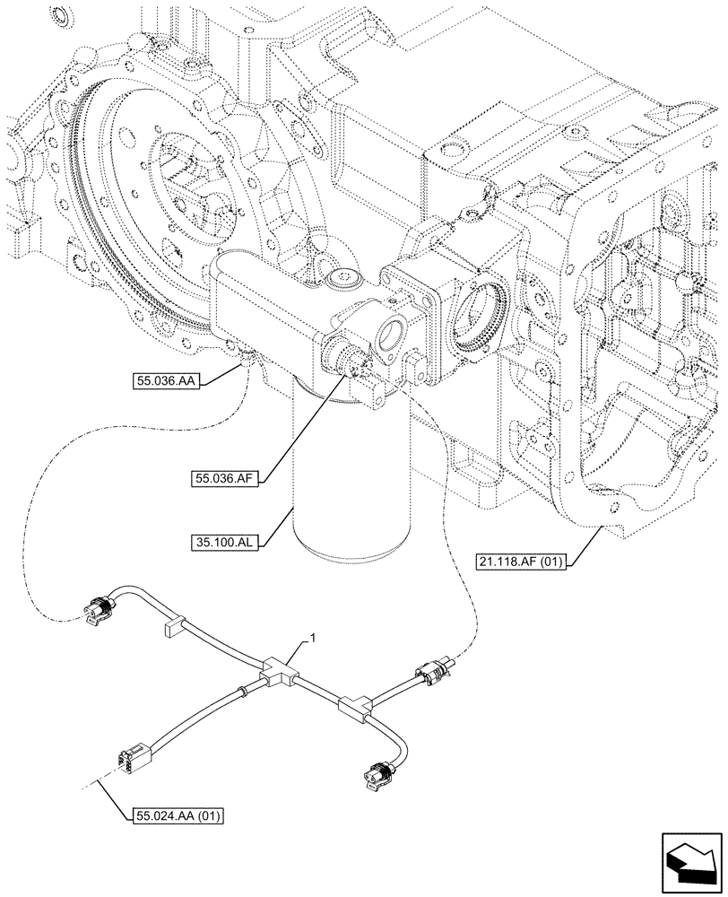 Схема запчастей Case IH MAXXUM 115 - (55.100.AW[02]) - VAR - 394835, 758441 - OIL PUMP, SENSOR, HARNESS (55) - ELECTRICAL SYSTEMS