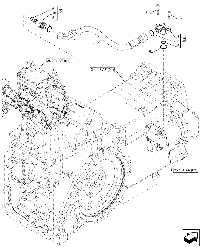 Схема запчастей Case IH MAXXUM 115 - (35.204.BJ[04]) - VAR - 391828 - REMOTE CONTROL VALVE, HOSE (35) - HYDRAULIC SYSTEMS