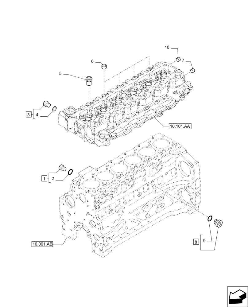 Схема запчастей Case IH PUMA 215 - (10.101.AD) - ENGINE COOLING SYSTEM PIPING (10) - ENGINE