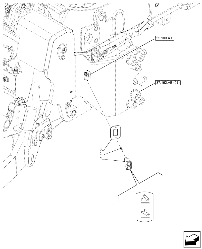 Схема запчастей Case IH MAXXUM 135 - (55.523.AQ[01]) - VAR - 342391, 743702, 758474, 758475, 758544, 758582 - HITCH UP/DOWN SWITCH (55) - ELECTRICAL SYSTEMS