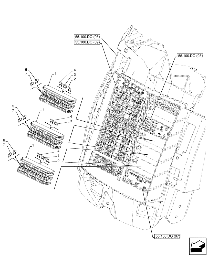 Схема запчастей Case IH MAXXUM 145 - (55.100.DO[06]) - VAR - 394835 - FUSE BOX (55) - ELECTRICAL SYSTEMS