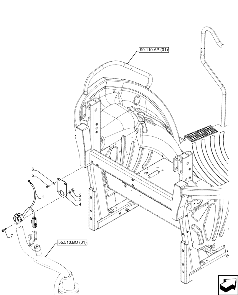 Схема запчастей Case IH FARMALL 110C - (55.510.BM[05]) - VAR - 333756, 391756 - POWER SOCKET, (40A), W/O CAB (55) - ELECTRICAL SYSTEMS