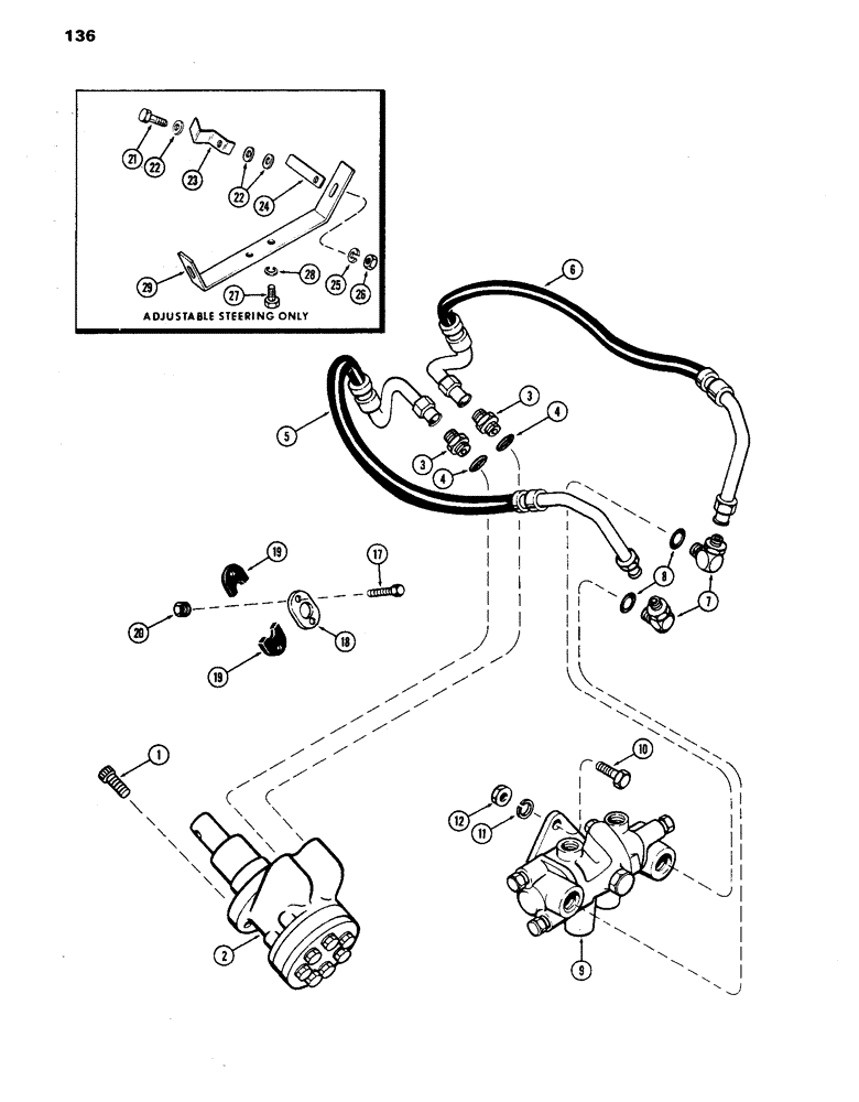 Схема запчастей Case IH 770 - (136) - HYDROSTATIC STEERING SYSTEM, USED PRIOR TO TRACTOR S/N 8693001 (05) - STEERING