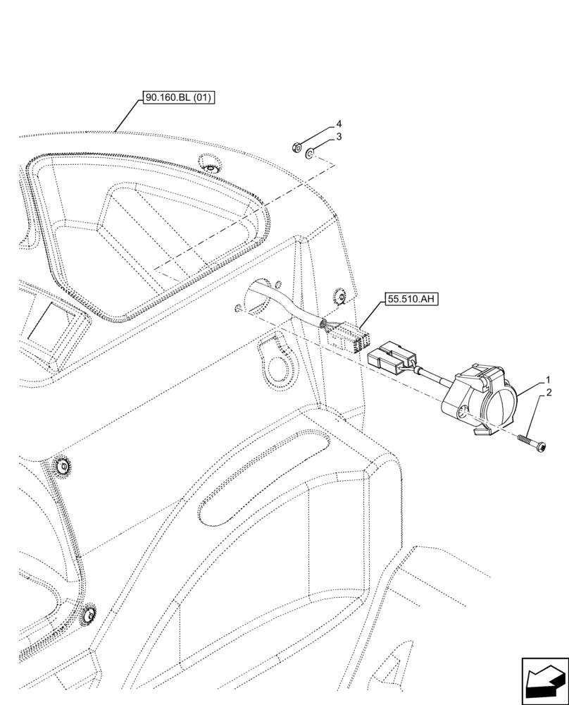 Схема запчастей Case IH FARMALL 110C - (55.510.BM[04]) - VAR - 333756, 334193, 391756 - POWER SOCKET, (40A), CAB (55) - ELECTRICAL SYSTEMS