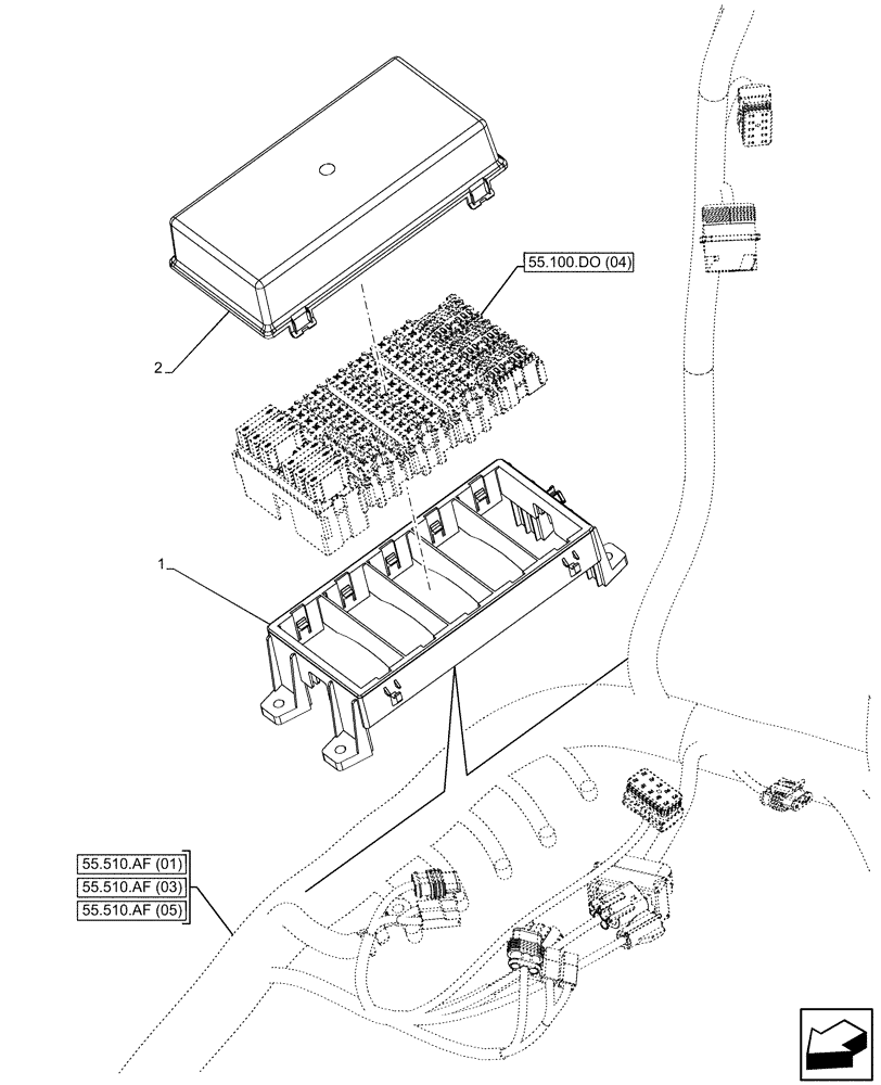 Схема запчастей Case IH MAXXUM 145 - (55.100.DO[03]) - VAR - 391828, 758441 - FUSE BOX (55) - ELECTRICAL SYSTEMS