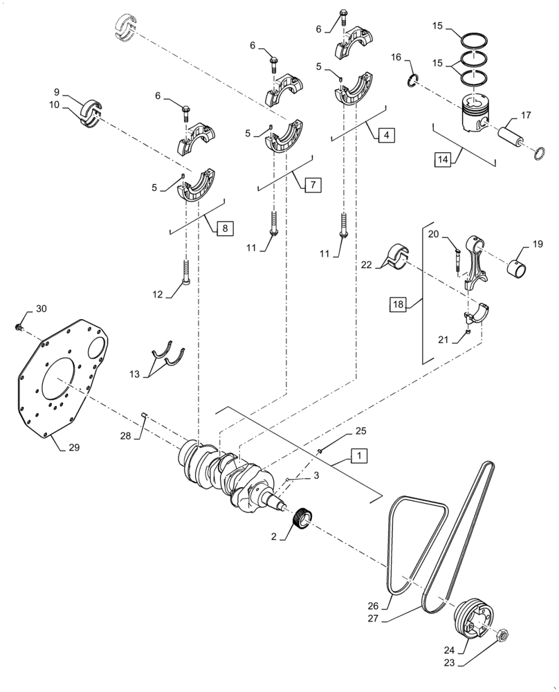 Схема запчастей Case IH FARMALL 35A - (10.103.AA[01]) - CRANKSHAFT PULLEY & HUB (10) - ENGINE