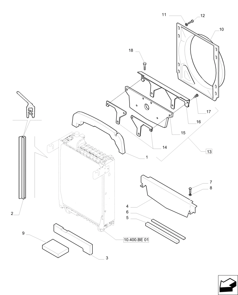 Схема запчастей Case IH PUMA 215 - (10.400.BE[03]) - RADIATOR DUCT AND SEALS (10) - ENGINE