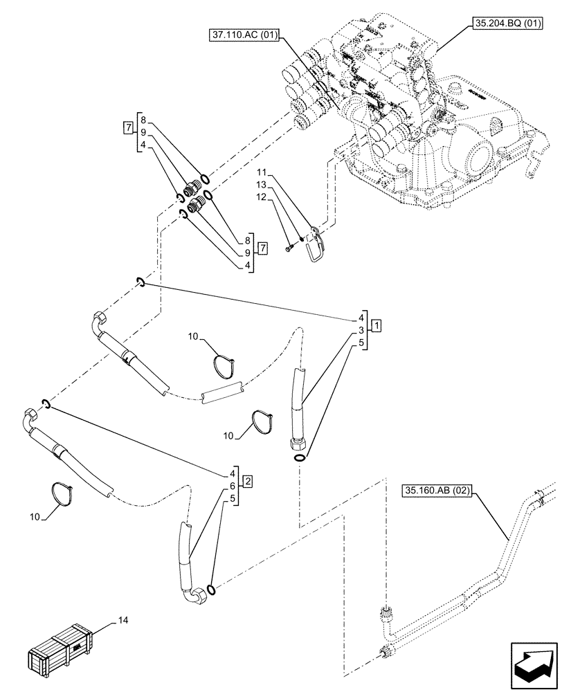 Схема запчастей Case IH MAXXUM 115 - (35.160.AB[01]) - VAR - 342391, 758474 - REMOTE CONTROL VALVE, W/ ELECTROHYDRAULIC ENGAGEMENT, LINE (35) - HYDRAULIC SYSTEMS